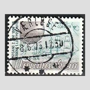 FRIM�RKER DANMARK | 1974 - AFA 581 - Det danske Postv�sen 350 �r - 90 �re brun/bl�gr�n - Lux Stemplet V�rl�se