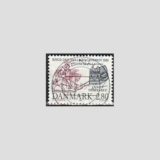FRIMRKER DANMARK | 1985 - AFA 834 - Domkirken i Lund - 2,80 Kr. mrkbl/lilla - Pragt Stemplet Kbenhavn