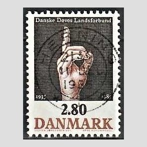 FRIM�RKER DANMARK | 1985 - AFA 844 - D�ves Landsforbund 50 �r - 2,80 Kr. flerfarvet - Pragt Stemplet Herning