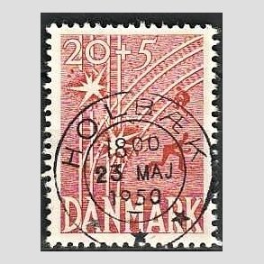 FRIM�RKER DANMARK | 1947 - AFA 300 - Modstandsbev�gelsen - 20 + 5 �re r�d - Pragt Stemplet Holb�k