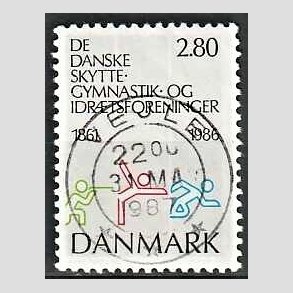 FRIM�RKER DANMARK | 1986 - AFA 862 - Dansk Skytte og Gymnastik - 2,80 Kr. flerfarvet - Pragt Stemplet Vejle