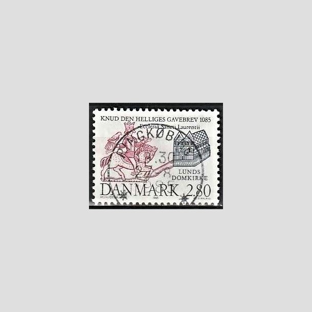 FRIMRKER DANMARK | 1985 - AFA 834 - Domkirken i Lund - 2,80 Kr. mrkbl/lilla - Pragt Stemplet Ringkbing