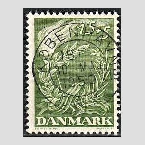 FRIM�RKER DANMARK | 1947 - AFA 299 - Modstandsbev�gelsen - 15 + 5 �re gr�n - Pragt Stemplet K�benhavn