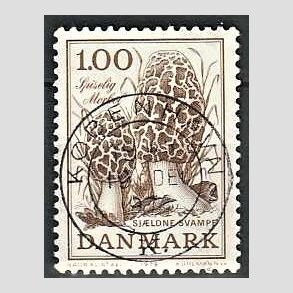 FRIM�RKER DANMARK | 1978 - AFA 669 - Sj�ldne svampe - 1,00 Kr. brun - Pragt Stemplet K�benhavn