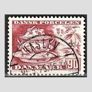 FRIM�RKER DANMARK | 1975 - AFA 589 - Dansk porcel�n - 90 �re r�d - Pragt Stemplet Haslev