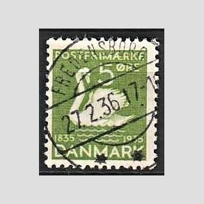 FRIM�RKER DANMARK | 1935 - AFA 223 - H. C. Andersen 5 �re gr�n - Lux Stemplet Fredensborg