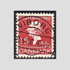 FRIM�RKER DANMARK | 1935 - AFA 226 - H. C. Andersen 15 �re r�d - Lux Stemplet Viborg