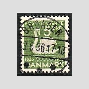 FRIM�RKER DANMARK | 1935 - AFA 223 - H. C. Andersen 5 �re gr�n - Lux Stemplet Broager