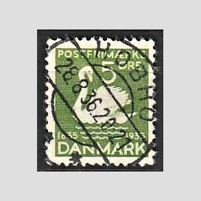 FRIM�RKER DANMARK | 1935 - AFA 223 - H. C. Andersen 5 �re gr�n - Lux Stemplet Hobro