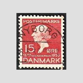 FRIM�RKER DANMARK | 1935 - AFA 226 - H. C. Andersen 15 �re r�d - Lux Stemplet Nyborg