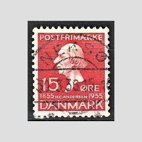 FRIM�RKER DANMARK | 1935 - AFA 226 - H. C. Andersen 15 �re r�d - Lux Stemplet Neks�