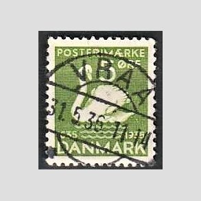 FRIM�RKER DANMARK | 1935 - AFA 223 - H. C. Andersen 5 �re gr�n - Lux Stemplet Vraa
