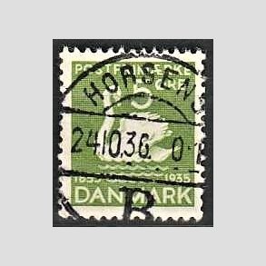FRIM�RKER DANMARK | 1935 - AFA 223 - H. C. Andersen 5 �re gr�n - Lux Stemplet Horsens