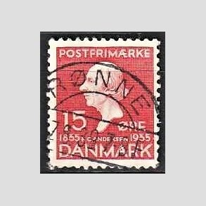 FRIM�RKER DANMARK | 1935 - AFA 226 - H. C. Andersen 15 �re r�d - Lux Stemplet R�nne