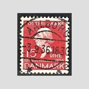 FRIM�RKER DANMARK | 1935 - AFA 226 - H. C. Andersen 15 �re r�d - Lux Stemplet Aalborg