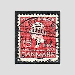 FRIM�RKER DANMARK | 1935 - AFA 226 - H. C. Andersen 15 �re r�d - Lux Stemplet Snesere