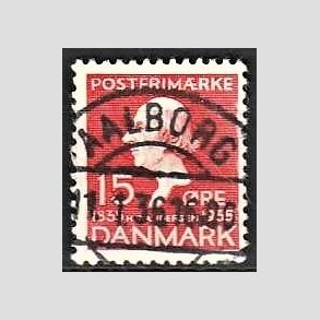 FRIM�RKER DANMARK | 1935 - AFA 226 - H. C. Andersen 15 �re r�d - Lux Stemplet Aalborg