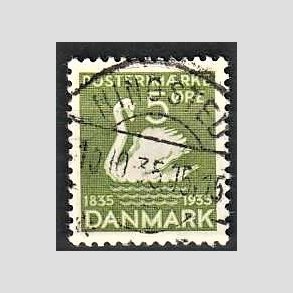 FRIM�RKER DANMARK | 1935 - AFA 223 - H. C. Andersen 5 �re gr�n - Lux Stemplet Ringsted