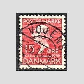 FRIM�RKER DANMARK | 1935 - AFA 226 - H. C. Andersen 15 �re r�d - Lux Stemplet Vojens