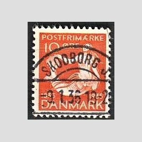 FRIM�RKER DANMARK | 1935 - AFA 225 - H. C. Andersen 10 �re orange - Lux Stemplet Skodborg J