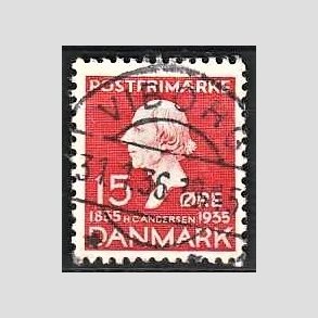 FRIM�RKER DANMARK | 1935 - AFA 226 - H. C. Andersen 15 �re r�d - Lux Stemplet Viborg