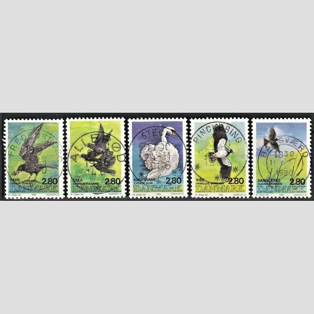 FRIMRKER DANMARK | 1986 - AFA 864-868 - Danske fugle - 2,80 Kr. flerfarvet i komplet st - Pragt Stemplet