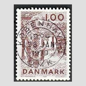 FRIM�RKER DANMARK | 1978 - AFA 665 - Dansk fiskeri - 1,00 Kr. r�dbrun - Pragt Stemplet K�benhavn