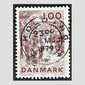 FRIM�RKER DANMARK | 1978 - AFA 665 - Dansk fiskeri - 1,00 Kr. r�dbrun - Pragt Stemplet Kolding