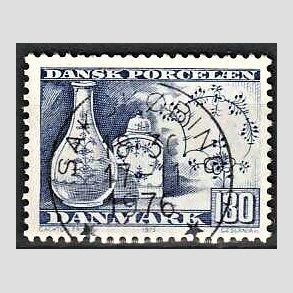 FRIM�RKER DANMARK | 1975 - AFA 590 - Dansk porcel�n - 130 �re bl� - Pragt Stemplet Saksk�bing
