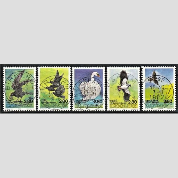 FRIMRKER DANMARK | 1986 - AFA 864-868 - Danske fugle - 2,80 Kr. flerfarvet i komplet st - Pragt Stemplet