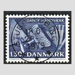 FRIM�RKER DANMARK | 1977 - AFA 643 - Dansk h�ndv�rk - 1,30 Kr. bl� - Pragt Stemplet Stubbek�bing
