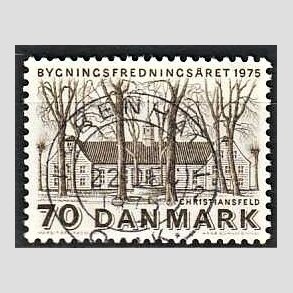 FRIM�RKER DANMARK | 1975 - AFA 591 - Bygningsfredning - 70 �re brun - Pragt Stemplet K�benhavn