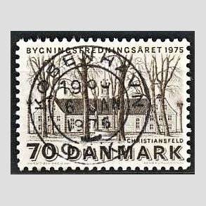 FRIM�RKER DANMARK | 1975 - AFA 591 - Bygningsfredning - 70 �re brun - Pragt Stemplet K�benhavn