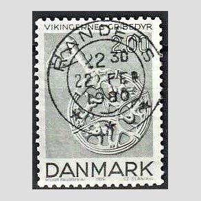 FRIM�RKER DANMARK | 1979 - AFA 685 - Vikingetiden - 2 Kr. gr�nbl� - Pragt Stemplet Randers