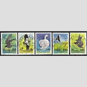 FRIM�RKER DANMARK | 1986 - AFA 864-868 - Danske fugle - 2,80 Kr. flerfarvet i komplet s�t - Lux Stemplet