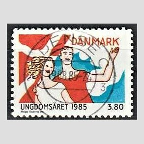 FRIM�RKER DANMARK | 1985 - AFA 828 - Ungdoms�r - 3,80 Kr. flerfarvet - Pragt Stemplet Odense C