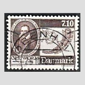 FRIM�RKER DANMARK | 1988 - AFA 905 - Naturforskeren Ole Worm  - 7,10 Kr. brun - Lux Stemplet K�benhavn