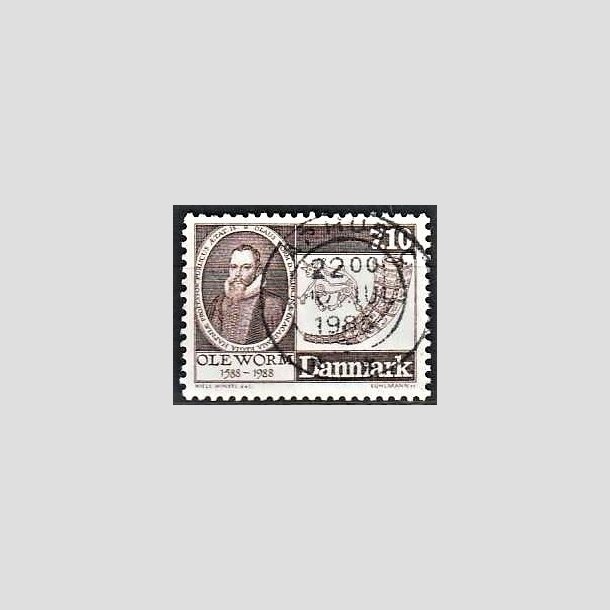 FRIMRKER DANMARK | 1988 - AFA 905 - Naturforskeren Ole Worm  - 7,10 Kr. brun - Lux Stemplet rhus C