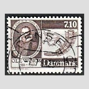 FRIM�RKER DANMARK | 1988 - AFA 905 - Naturforskeren Ole Worm  - 7,10 Kr. brun - Lux Stemplet Odense C