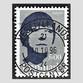 FRIM�RKER DANMARK | 1996 - AFA 1117 - Ber�mte kvinder - 5,00 kr. gr�/m�rkbl� - Pragt Stemplet