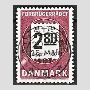 FRIM�RKER DANMARK | 1987 - AFA 878 - Forbrugerr�det 40 �r. - 2,80 Kr. lilla/sort - Pragt Stemplet Holstebro