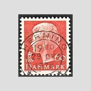 FRIMRKER DANMARK | 1974 - AFA 572 - Dronning Margrethe - 60 re orange - Pragt Stemplet Herning