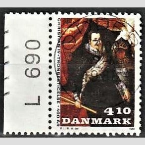 FRIM�RKER DANMARK | 1988 - AFA 904 - Christian d. IV - 4,10 Kr. flerfarvet - Pragt Stemplet Odder