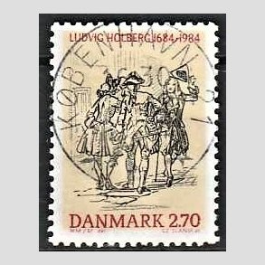 FRIM�RKER DANMARK | 1984 - AFA 814 - Ludvig Holberg - 2,70 Kr. flerfarvet - Pragt Stemplet K�benhavn 21