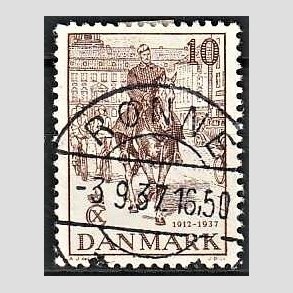 FRIM�RKER DANMARK | 1937 - AFA 240 - Chr. X 25 �re jubil�um 10 �re brun - Lux Stemplet R�nne