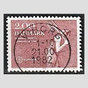 FRIM�RKER DANMARK | 1982 - AFA 747 - Europam�rker - 2,00 Kr. r�d - Pragt Stemplet Viborg