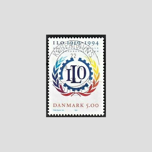 FRIMRKER DANMARK | 1994 - AFA 1075 - ILO 75 r - 5,00 Kr. flerfarvet - Pragt Stemplet