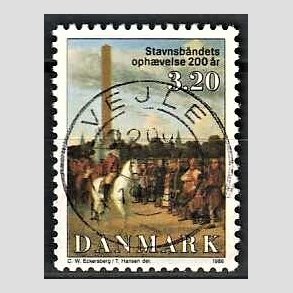 FRIM�RKER DANMARK | 1988 - AFA 910 - Stavnsb�ndets oph�velse 200 �r. - 3,20 Kr. flerfarvet - Lux Stemplet Vejle