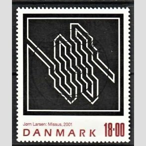 FRIMRKER DANMARK | 2001 - AFA 1292 - Jrn Larsen - 18,00 Kr. flerfarvet - Pragt Stemplet