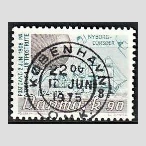 FRIM�RKER DANMARK | 1974 - AFA 581 - Det danske Postv�sen 350 �r - 90 �re brun/bl�gr�n - Lux Stemplet K�benhavn